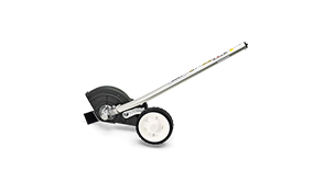 3/4 front side view of Honda VersAttach Edger attachment on white space.  